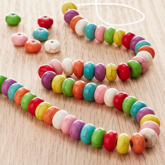 12 Pack: Colourful Howlite Rondel Beads, 8mm by Bead Landing™